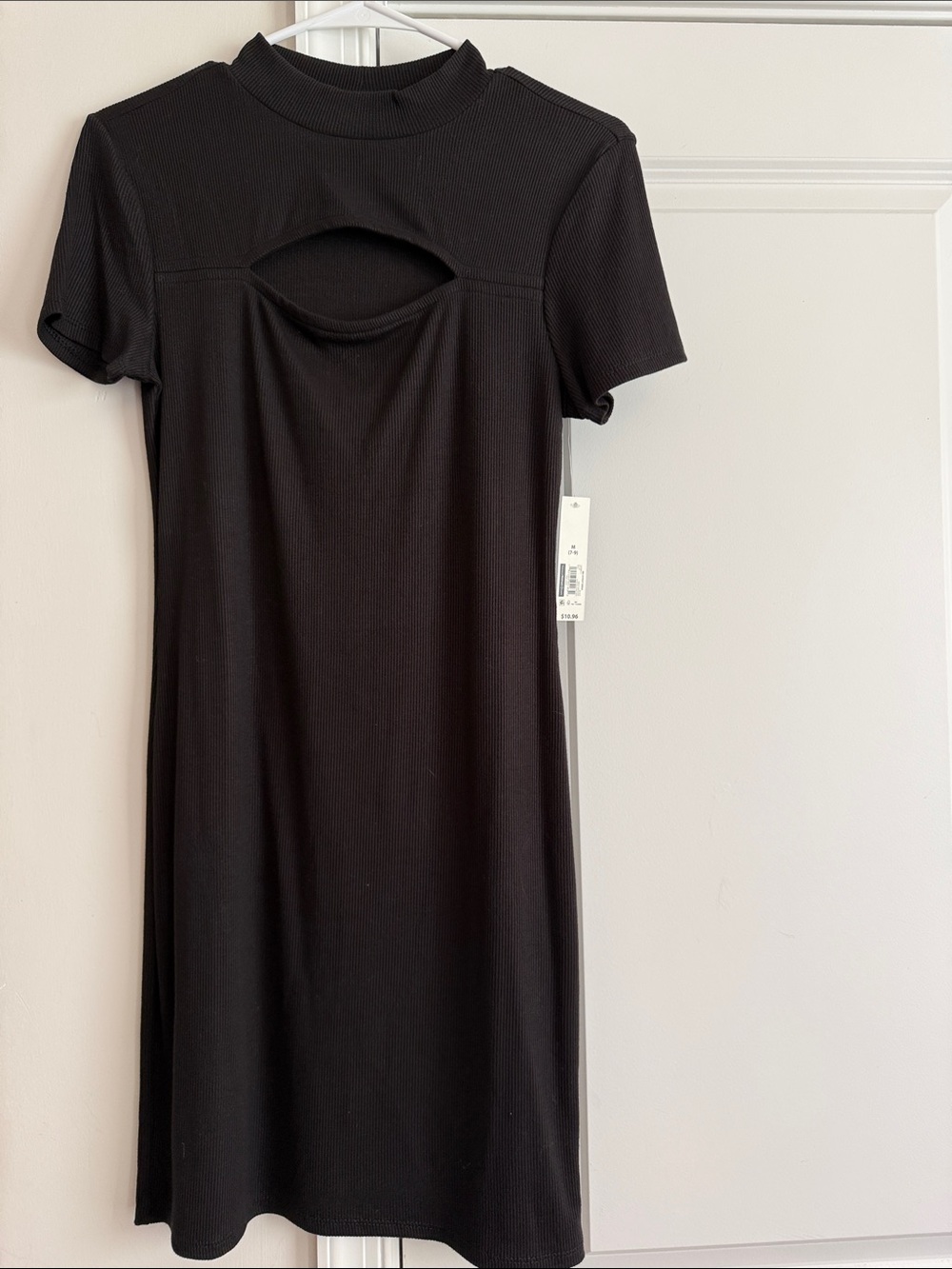 No Boundaries Black Short Sleeve Midi Dress with Chest Cutout